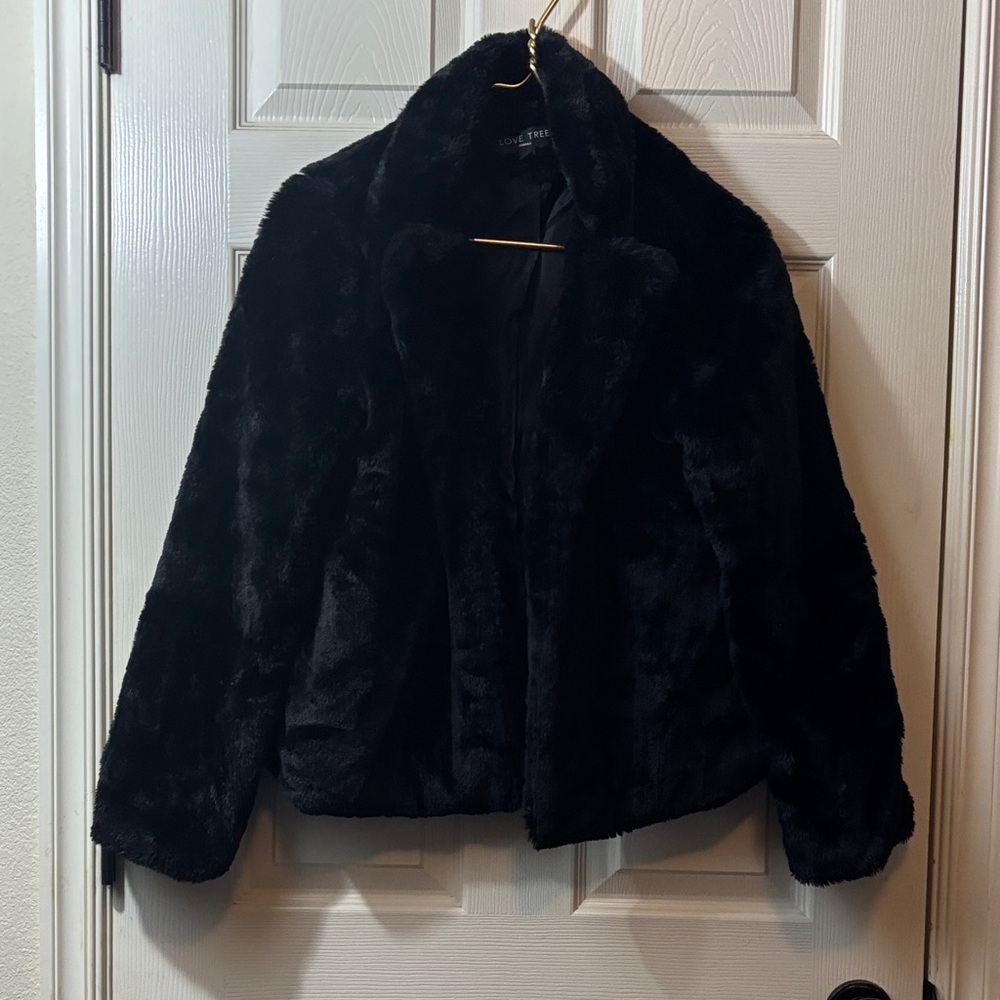 Luxurious Black Faux Fur Jacket